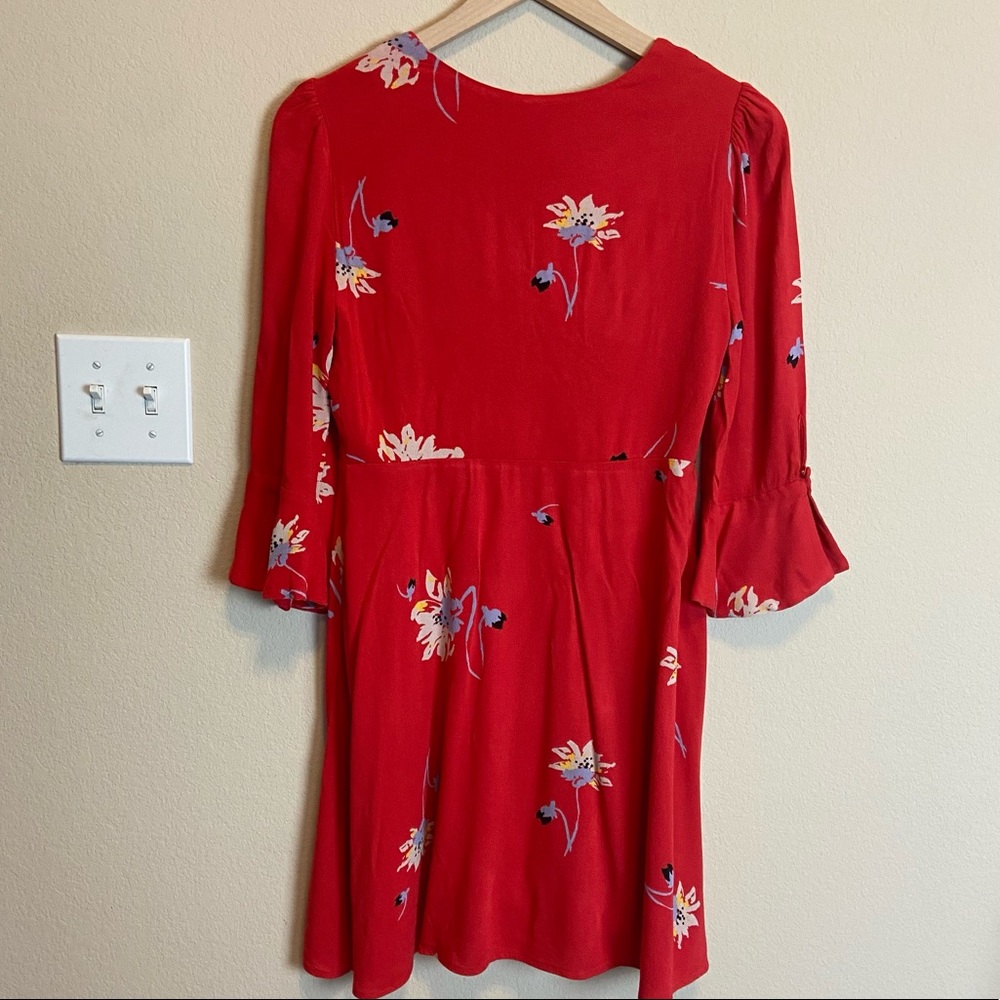 Free People Red V-neck Wrap Dress Size Small - Picture 9 of 9